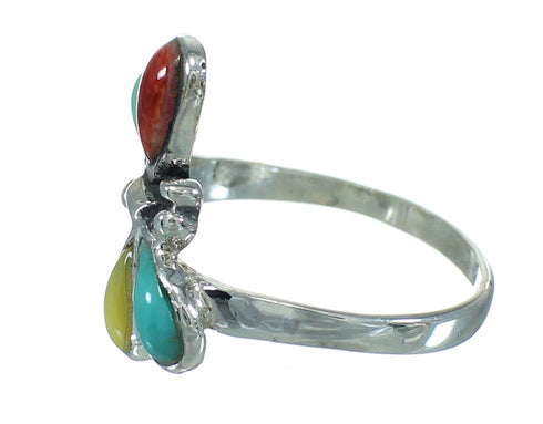 Silver Multicolor Inlay Southwest Dragonfly Ring Size 6-1/2 AX79319